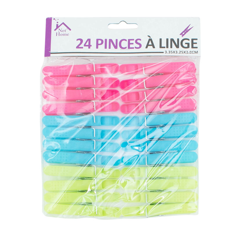 Metaltex Lot De 24 Pinces à Linge Plastique - Avec Ressort Acier - Pour Étendoir Ou Sacs Alimentaires